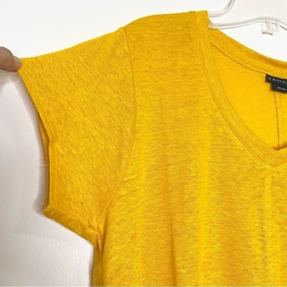 NEW Tahari Yellow Mustard Linen Top US L - Picture 5 of 7